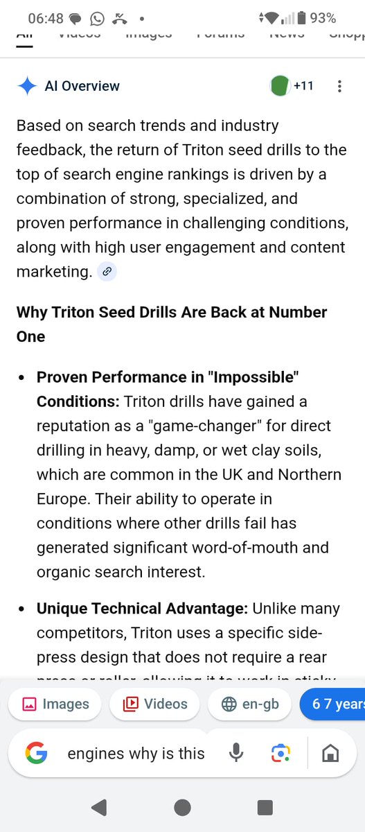 TritonUK's tweet photo. Infact just a basic search for 'seed drill' Triton comes up first non sponsored result which is a quite something because we have never done any sponsored search incentives or internet advertising. So this is based on user experience really pleasing #ahdb #niab #sfi #wheatdaddy https://t.co/EgsXoWYTz9