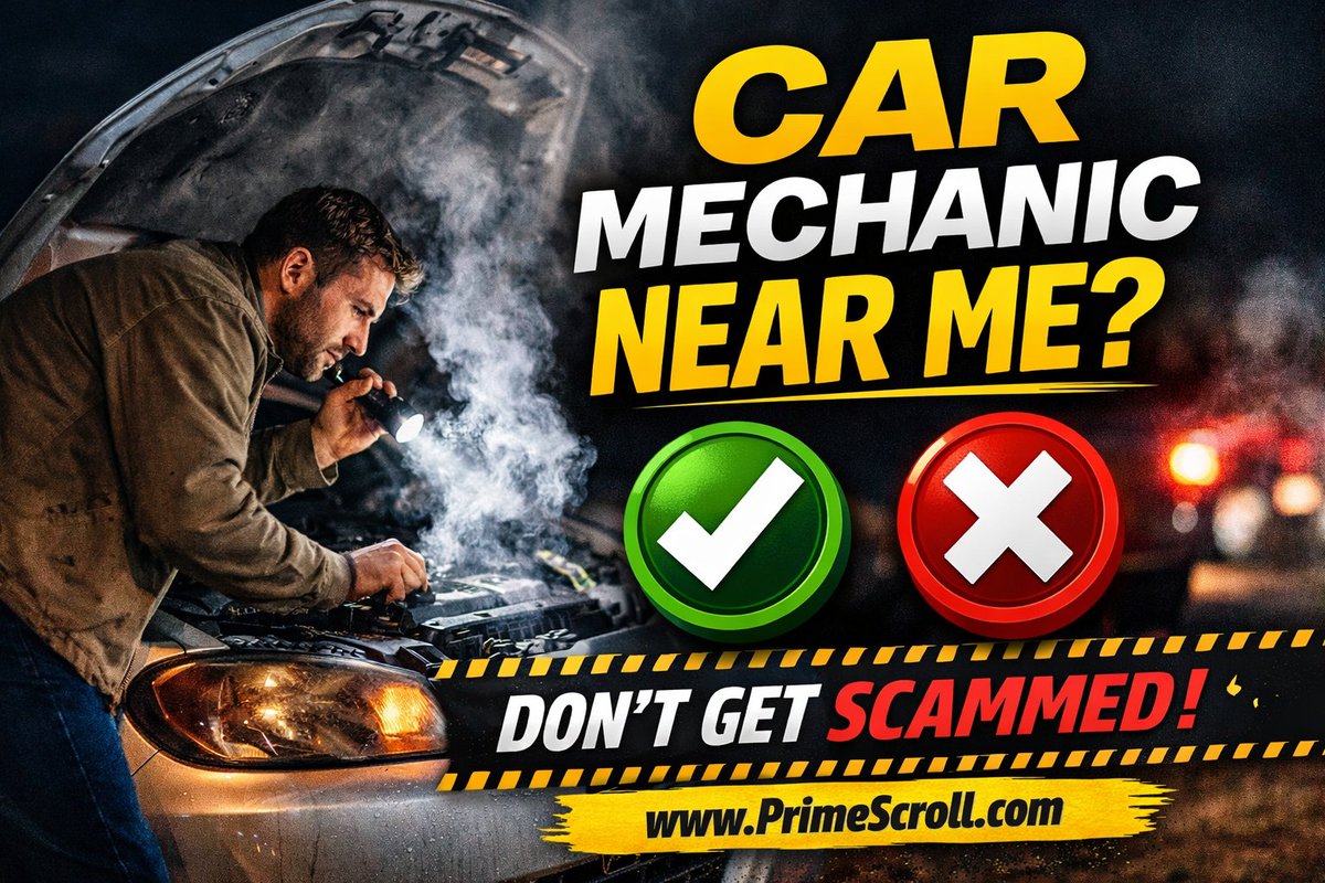 primescroll's tweet photo. Car trouble at the worst time? 🚗⚠️

Here’s how to find a trusted car mechanic near you — including 24-hour services &amp; AC repair tips.

Avoid overcharging. Avoid scams.

Read now 👇
 https://t.co/ULOZH03J3W
#CarRepair #Mechanic #AutoCare https://t.co/jQqgehwUsw