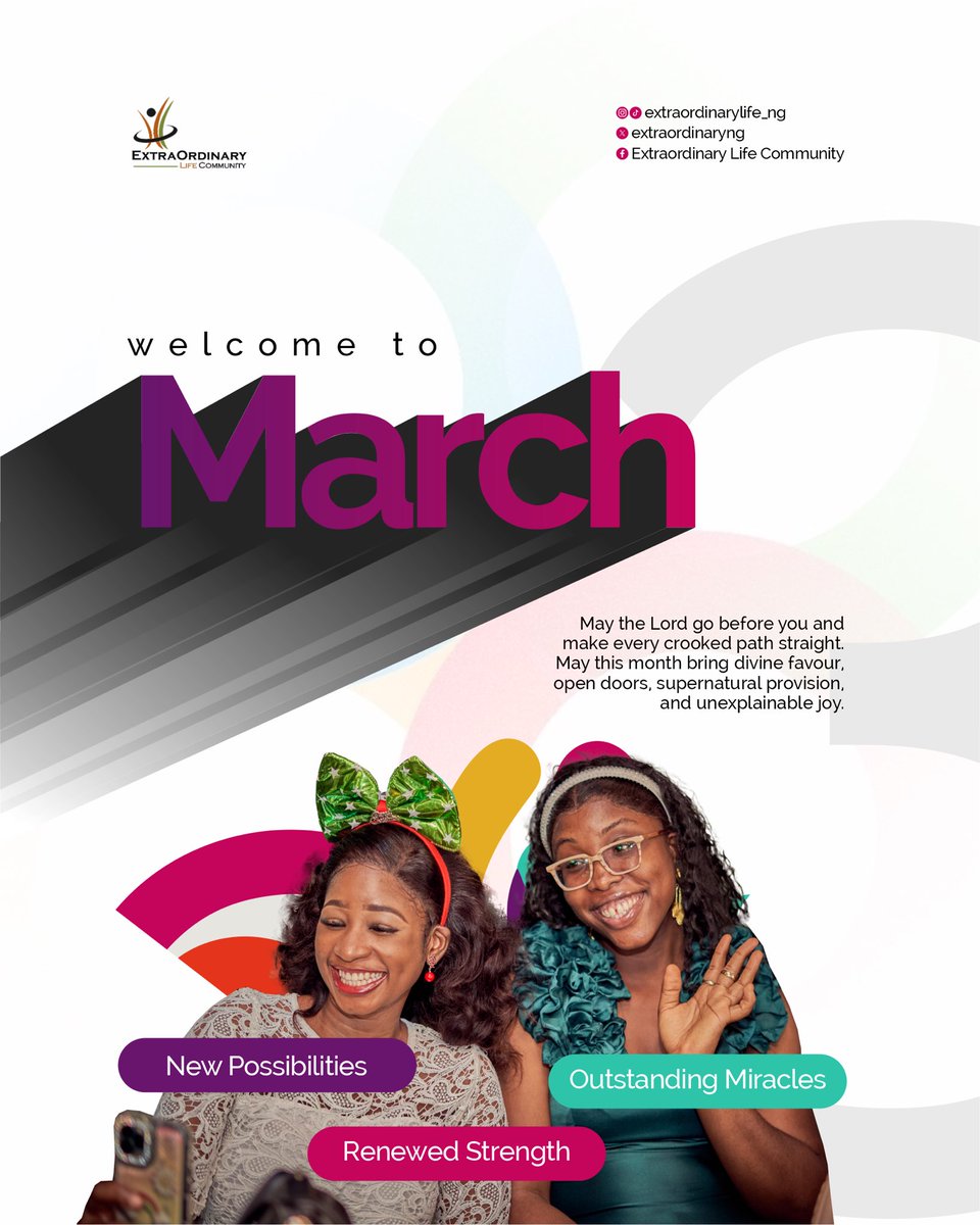 Extraordinaryng's tweet photo. Happy new month from Extraordinary Life Community!
We wish everyone a pleasant March filled with the joy of the Lord 🤍

#march #extraordinarylifecommunity #happynewmonth  #faith https://t.co/iE9vMhD4c6