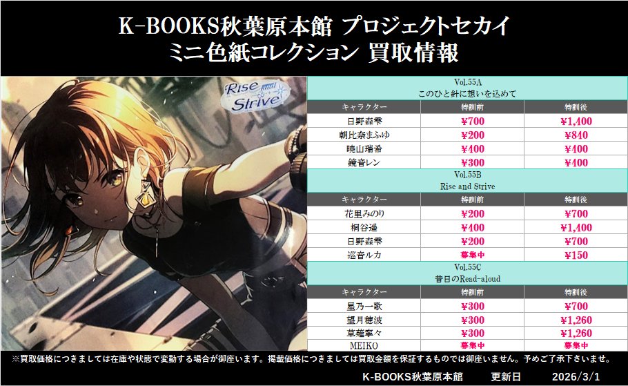 買取情報】 #プロセカ #プロジェクトセカイ ミニ色紙コレクション 55A