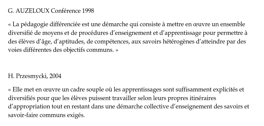 Après la suppression de l'orientation de fin de 5e, la différenciation était présentée comme le moyen d'amener tous les élèves à maîtriser le programme.

Maintenant, c'est juste un moyen de gérer l'hétérogénéité jusqu'à ce que l'élève quitte le collège.

Bel aveu d'échec.