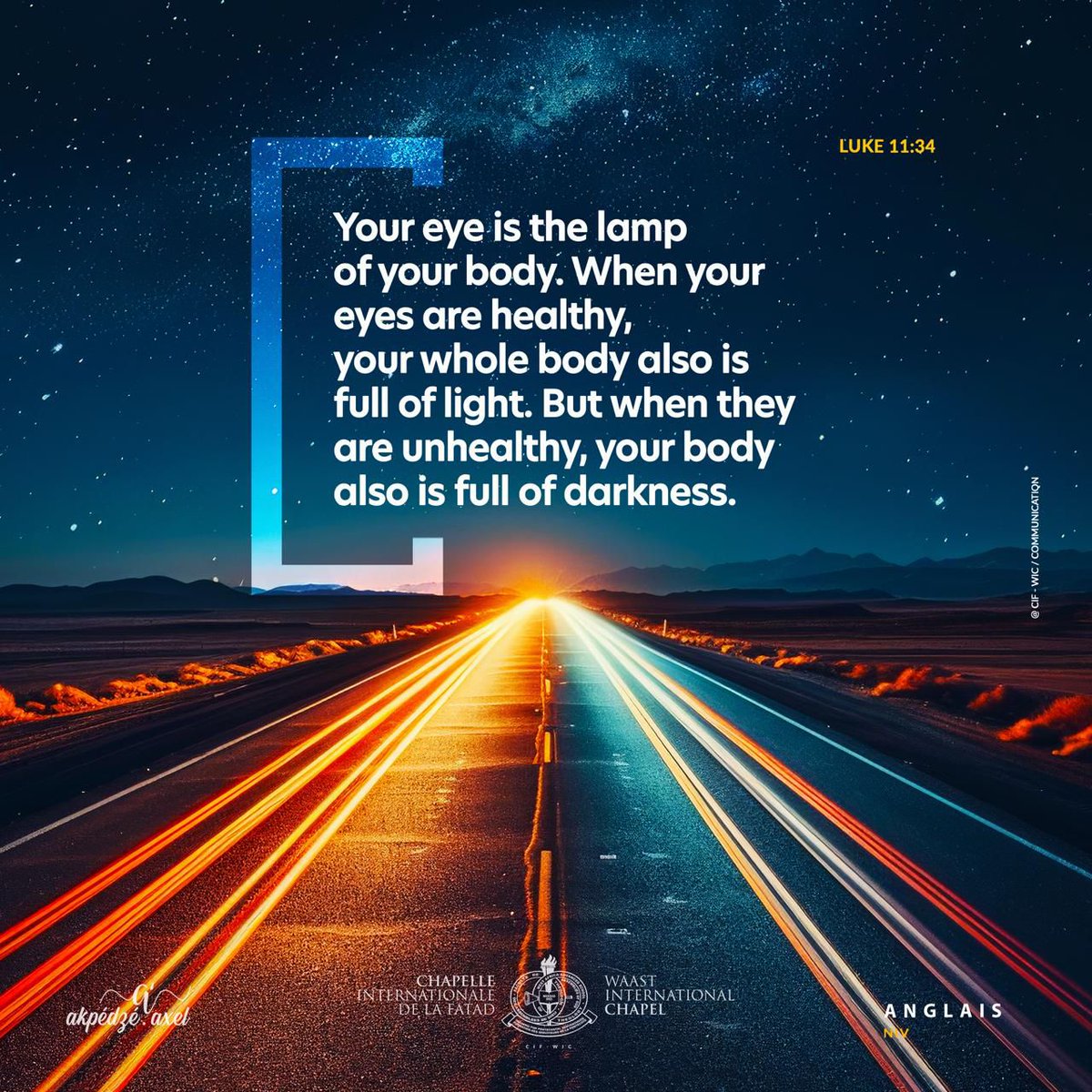 CHAP_ESTAOFATAD's tweet photo. " Ton oeil est la lampe de ton corps. Lorsque ton oeil est en bon état, tout ton corps est éclairé; mais lorsque ton oeil est en mauvais état, ton corps est dans les ténèbres."

Luc 11:34

#ParoledeDieu #wordofGod #cif2026 #Maisondepriere #evangelisation #fatad #estao #christian https://t.co/Quxo5M9NDu