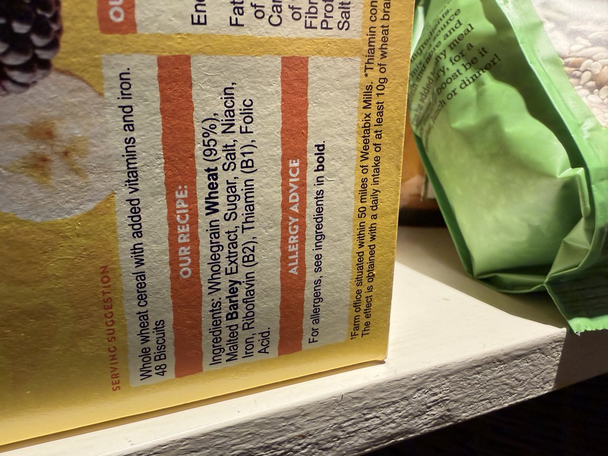 BryanWingfield1's tweet photo. Hey @weetabix I couldn’t help notice your cereal has changed colour when I opened a new box this morning. Ingredients have more man made items too. Why? https://t.co/0AjWdAoKTv