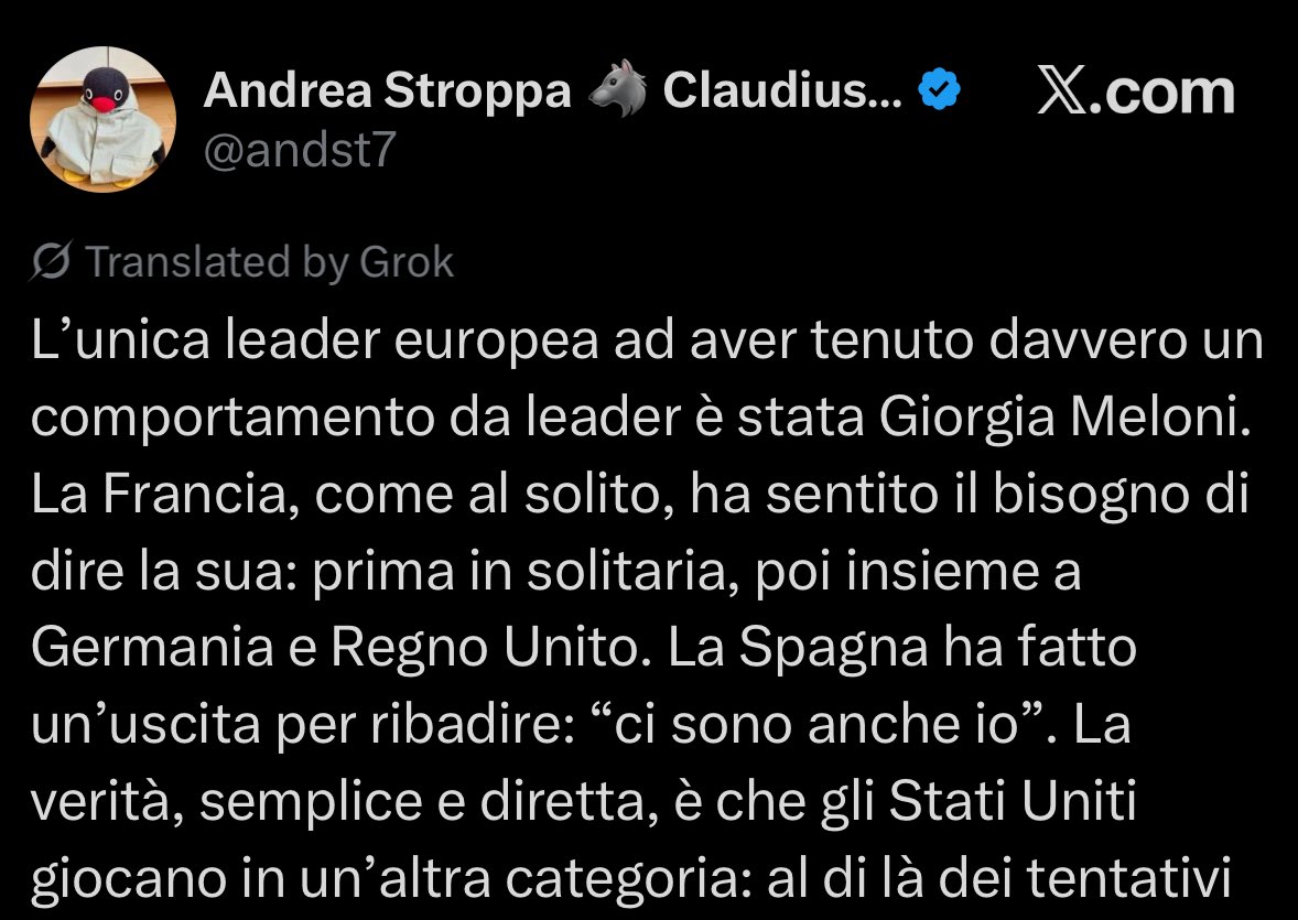 ArturoB23022138's tweet photo. Immagina dire sta roba mentre Trump manco ci ha avvisato dell’attacco e abbiamo quel ciula del ministro della difesa bloccato a dubai https://t.co/A4V9HsoVkT