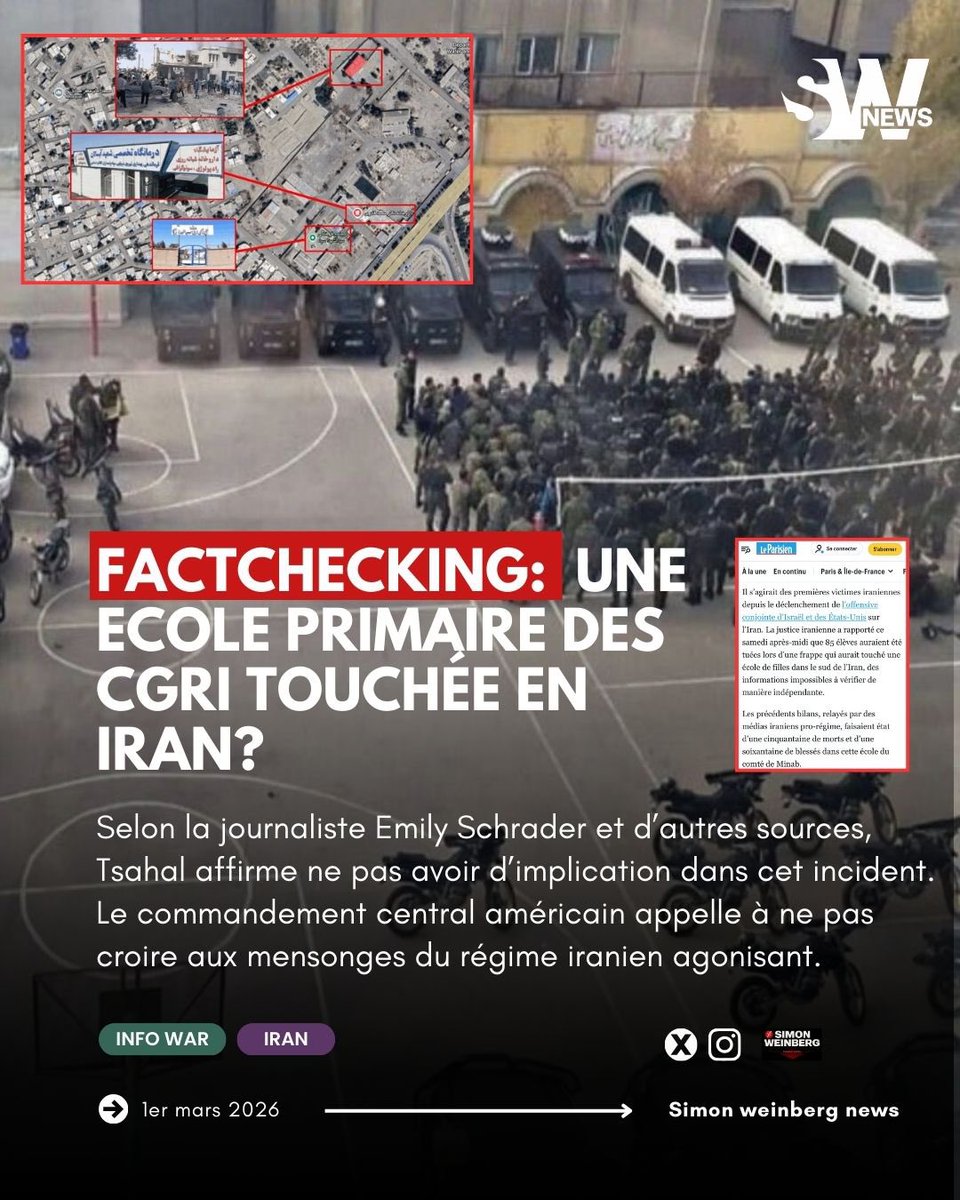 🔴🇮🇷> Fact-checking > Les autorités iraniennes dont on sait la plus grande fiabilité en matière de désinformation ont affirmé samedi après-midi que 85 élèves auraient été tuées lors d’une frappe ayant touché une école de filles dans le sud du pays, des informations impossibles à