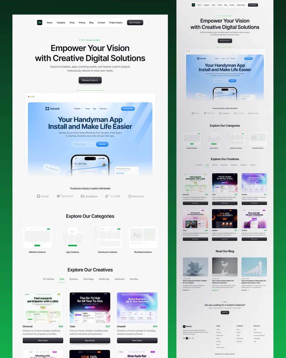 Markify – Digital Agency Marketplace Website UI UX Design.

🎨 Designed by: <a href="/panzestudio/">Panze - UX Design Studio</a> 
🤝 Available for collaborations

#uiuxdesign #ui #webdesign #marketplacedesign #productdesign #digitalagency #cleanui #uxdesign