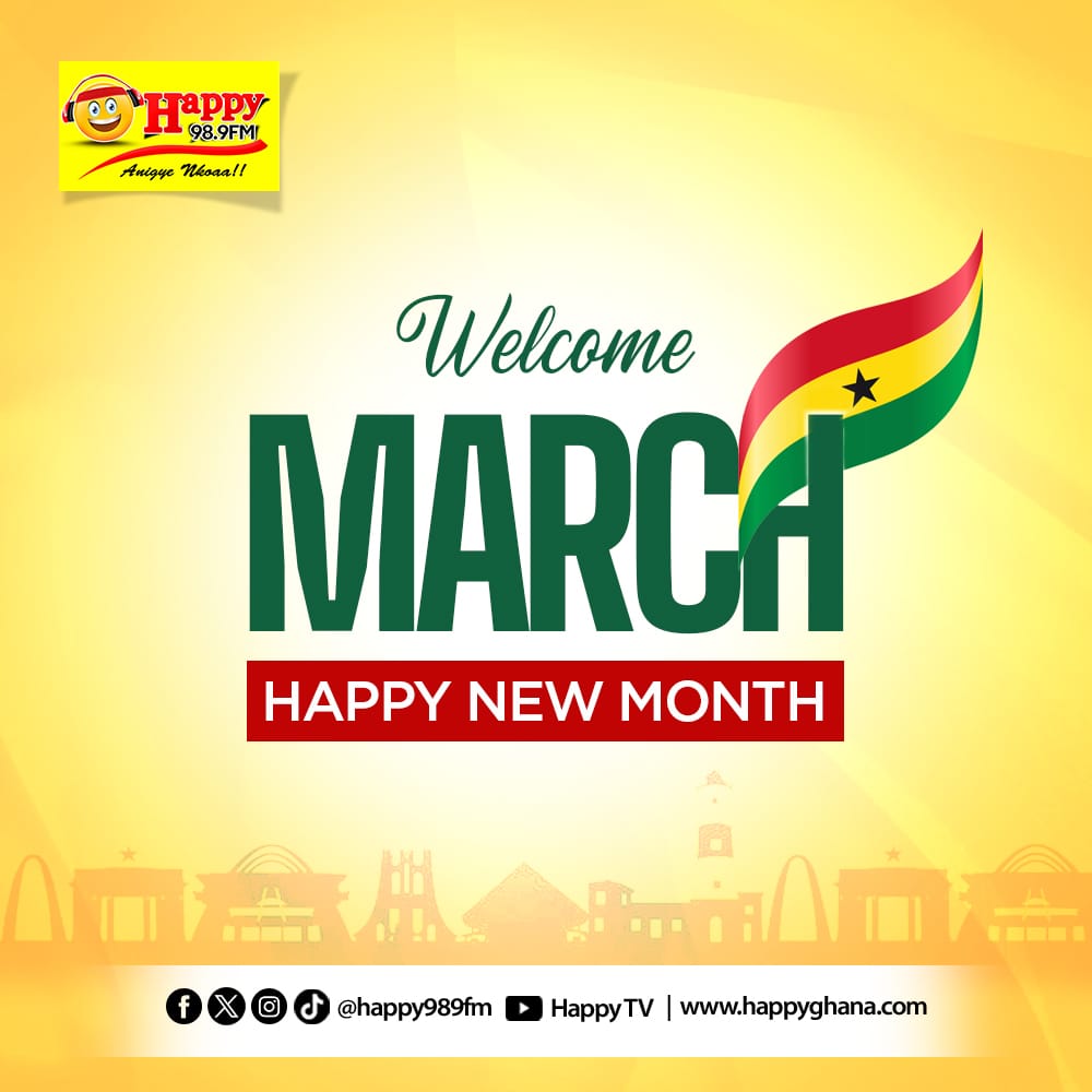 HAPPY989FM's tweet photo. Welcome, March! 🇬🇭✨
New month. New energy. New wins. 💛🔥
Here’s to a month full of positivity and progress as we celebrate our culture, our pride and everything that makes us uniquely Ghanaian.
Happy New Month!🎉
#HappyNewMonth #GhanaMonth #HappyFM https://t.co/Je3mH0vPW5