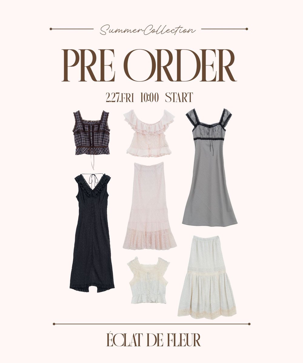 deicy_official's tweet photo. 𝐏𝐑𝐄 𝐎𝐑𝐃𝐄𝐑 𝐈𝐓𝐄𝐌𝐒 

SUMMER COLLECTION 2026
先行予約対象アイテム💻

2/27(𝖿𝗋𝗂) - 3/9(𝗆𝗈𝗇) 𝟫:𝟧𝟫

期間中、10%OFFにて
予約注文していただけます🌼🫧

この機会をお見逃しなく💫

#deicy #deicy2026summer #preorder

▼ 𝐏𝐑𝐄 𝐎𝐑𝐃𝐄𝐑
https://t.co/JKIaPitQtQ https://t.co/2fnic0oECT
