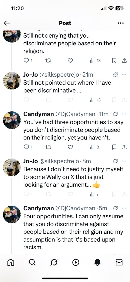 Racist snowflake couldn’t deny that they discriminate people based on their religion so they blocked me. Saves me blocking them.