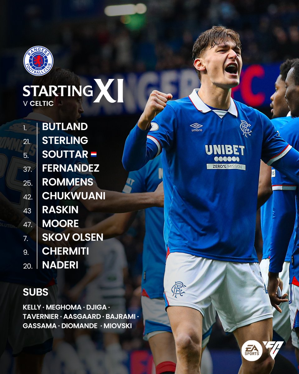 💙 Today’s team to face Celtic at Ibrox.

📲 Full Team News | rng.rs/3P8FEXu
