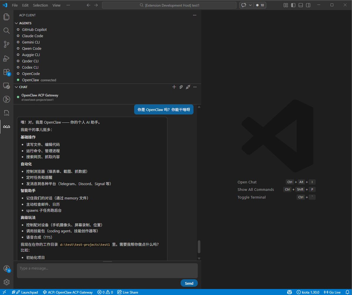 Run OpenClaw in VS Code, through my ACP Client extension.😃
Try it now: github.com/formulahendry/…