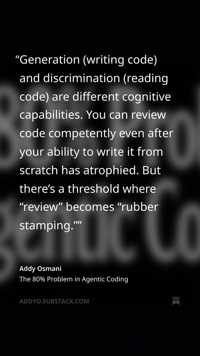 The 80% Problem in Agentic Coding 

open.substack.com/pub/addyo/p/th…