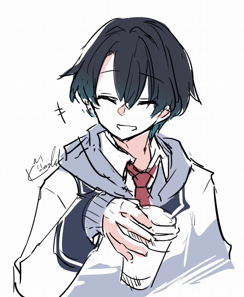 「えー、欲しいの?」
コンビニ珈琲飲んでる上水流くん 