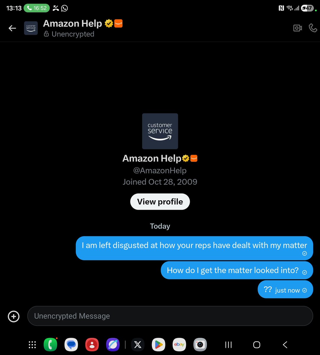 D4T_POM's tweet photo. @AmazonHelp So why am I not being replied to? https://t.co/xCY5Bf8OXi