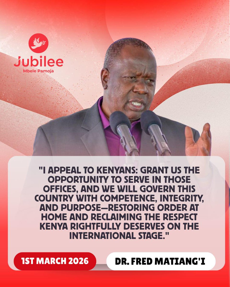 Dr. Fred Matiang’i, together with UnitedOpposition In Nyandarua, highlighted that their unity is authentic, committed to replacing irresponsible leadership with a government that is trusted, respects citizens’ rights, and gains global recognition #MatiangiThe6th