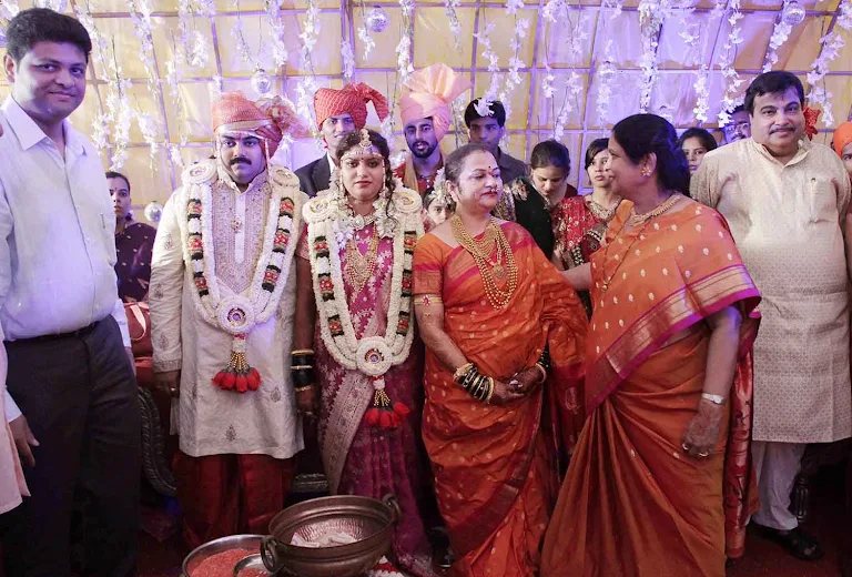 Nitin Gadkari (right) and Kanchan Gadkari (centre) at the wedding of Nikhil Gadkari (second from left). The Gadkaris own a sprawling, layered and opaque business empire, enmeshed in which is Rembal Agro, a beef exporter.

Read the entire report by Kaushal Shroff on the beef