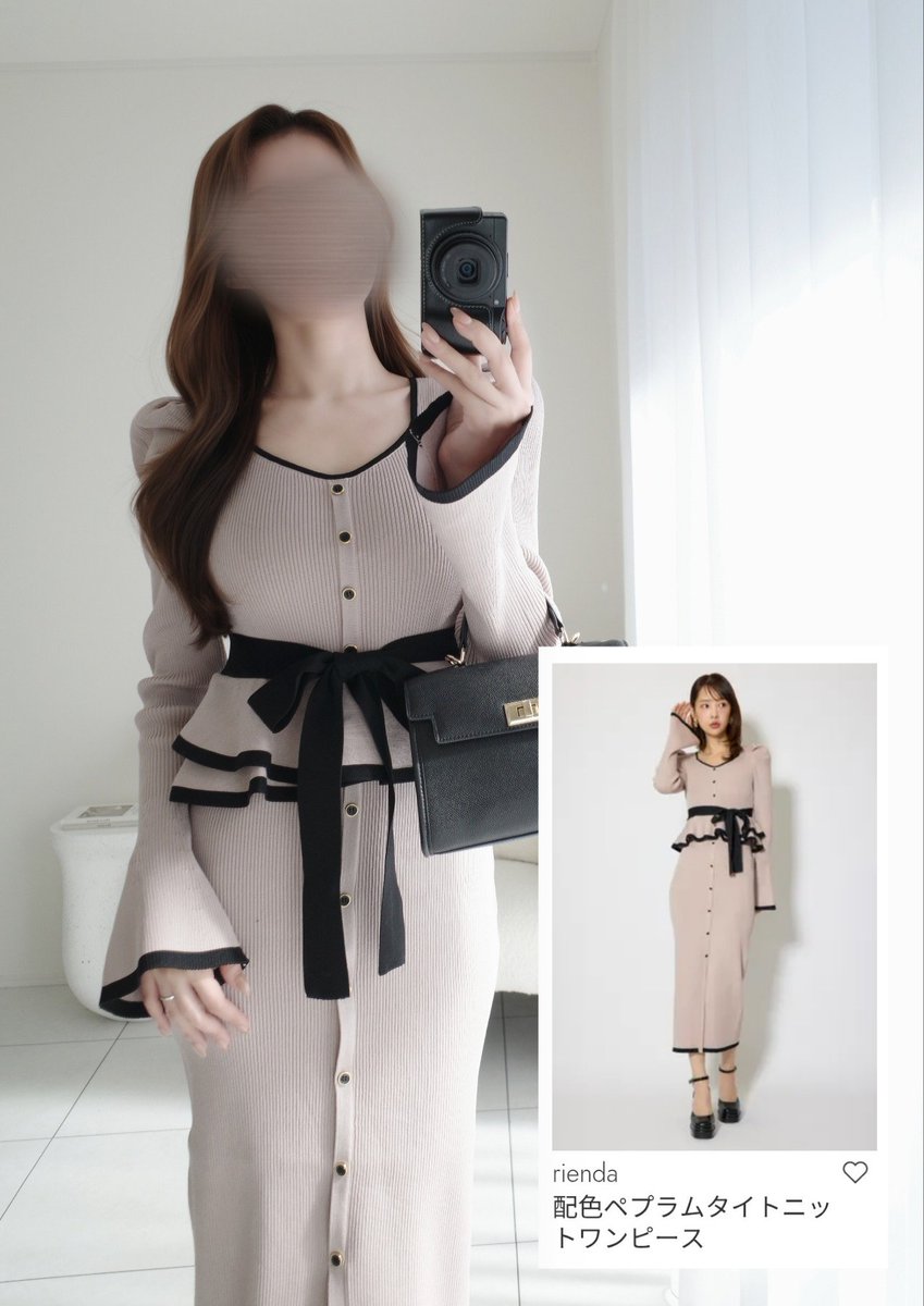 riendaのワンピースはやっぱりスタイルアップ効果抜群
これもトレンドライクなペプラムデザインと配色が可愛すぎる。PR