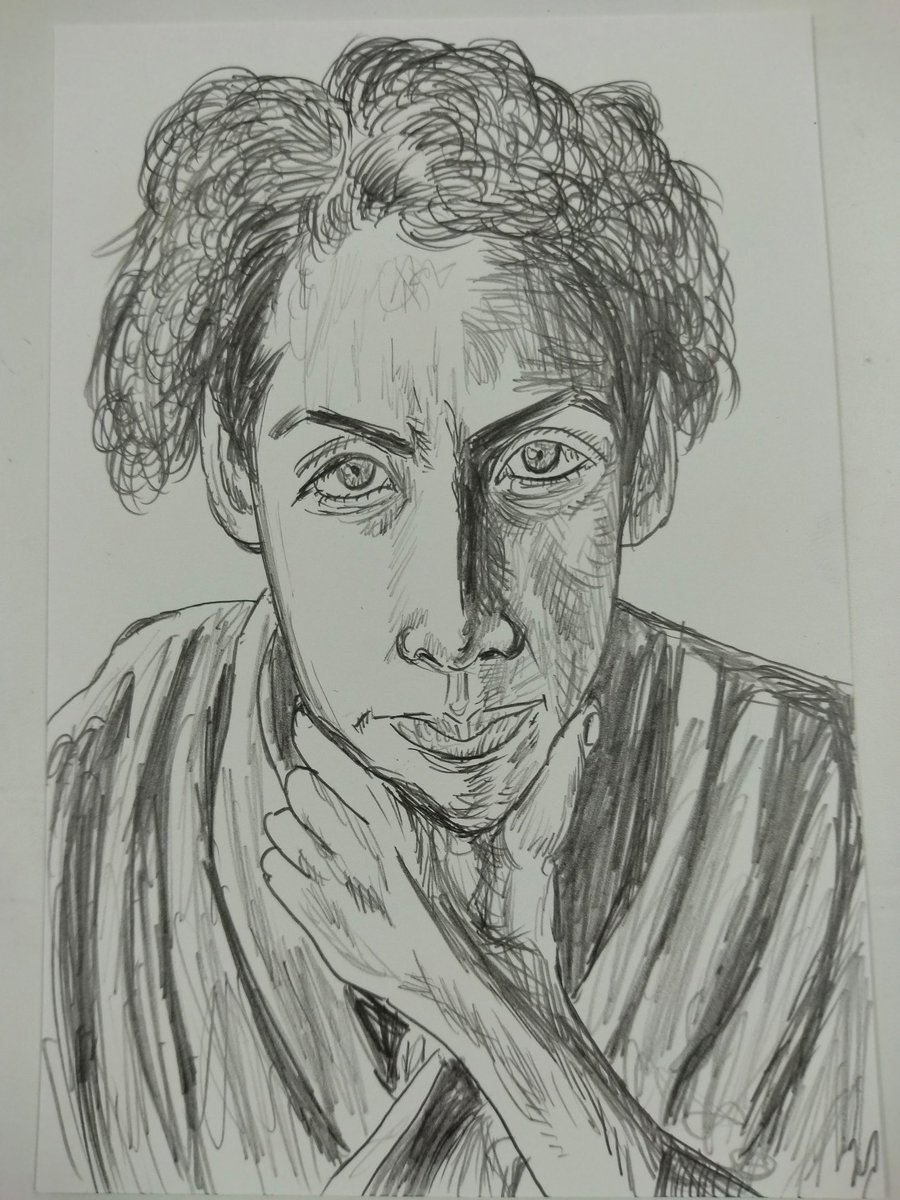 こんばんは、今日はこの方の誕生日ですのでハガキサイズ鉛筆画(芥川