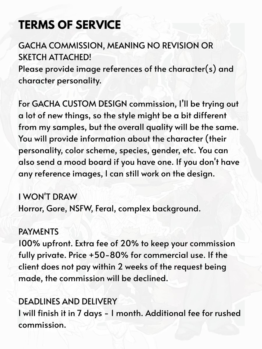 [COMMISSIONS OPEN]
You can check below for more information, price and TOS.
You can order through DM or on my Vgen vgen.co/LimeDy
If you have further questions feel free to DM me.

Rts &amp; likes are greatly appreciated!

#commission #commissionopen #artcommission #VGenComm