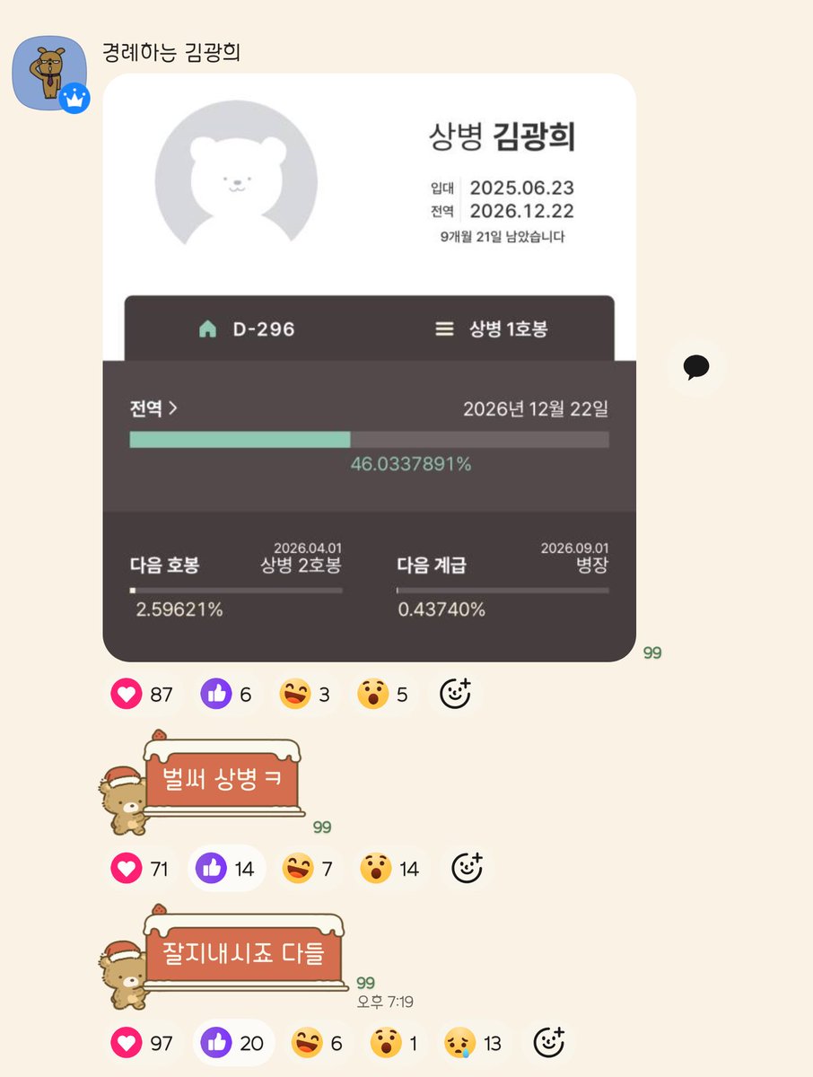 김광희가 상병...? 
근데 아직도 296일이나 남았다고...?
시간이 빠른데 느려...