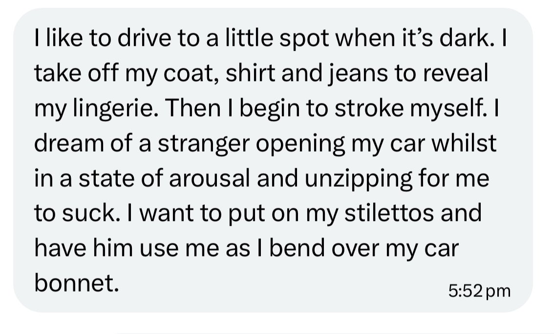 confess_fantasy's tweet photo. Dreams of car park shenanigans https://t.co/c8JXSxV0Fj