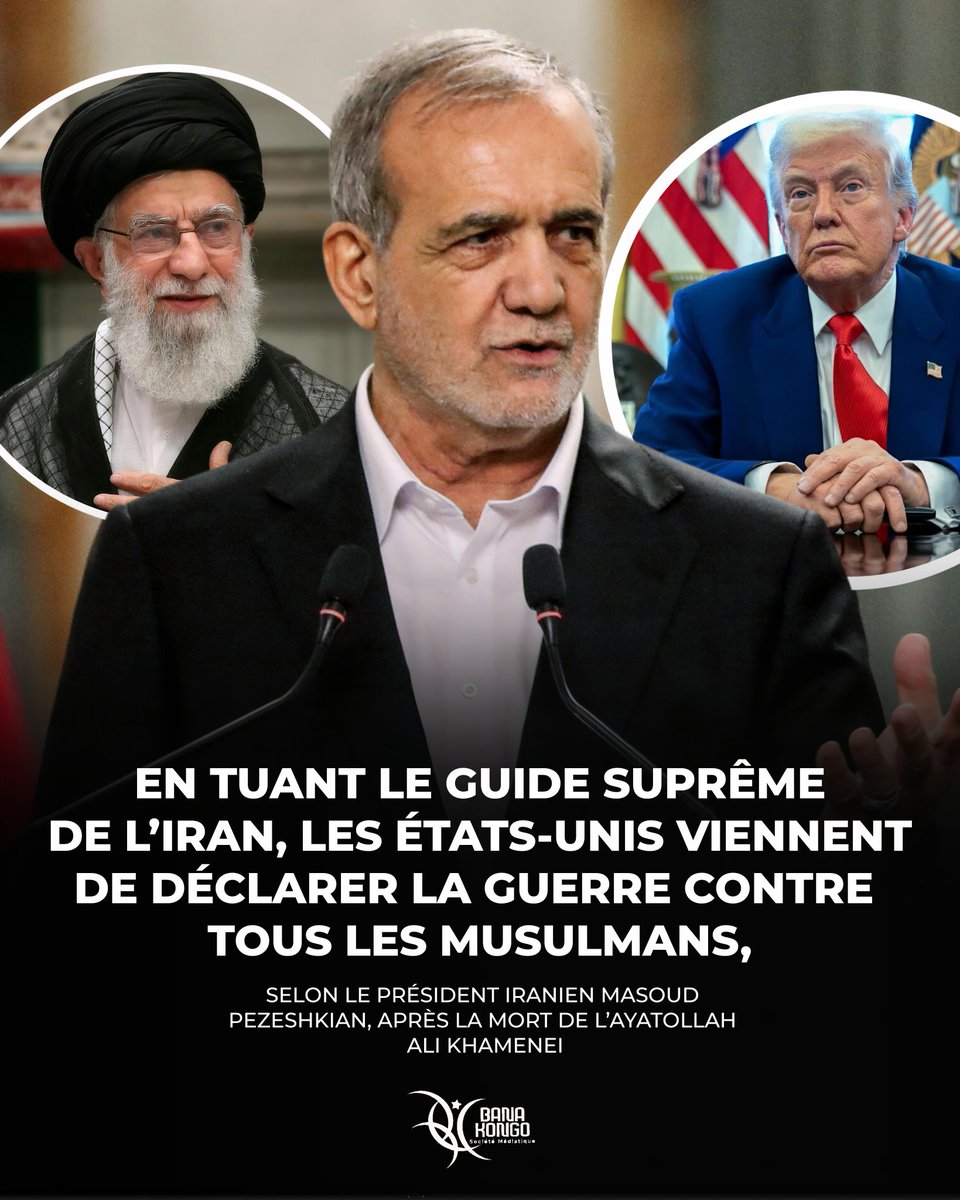 banakongo2's tweet photo. Pour le président iranien Massoud Pezeshkian, venger le guide suprême Ali Khamenei est un "droit et un devoir légitime". https://t.co/RN5bvtXOqH