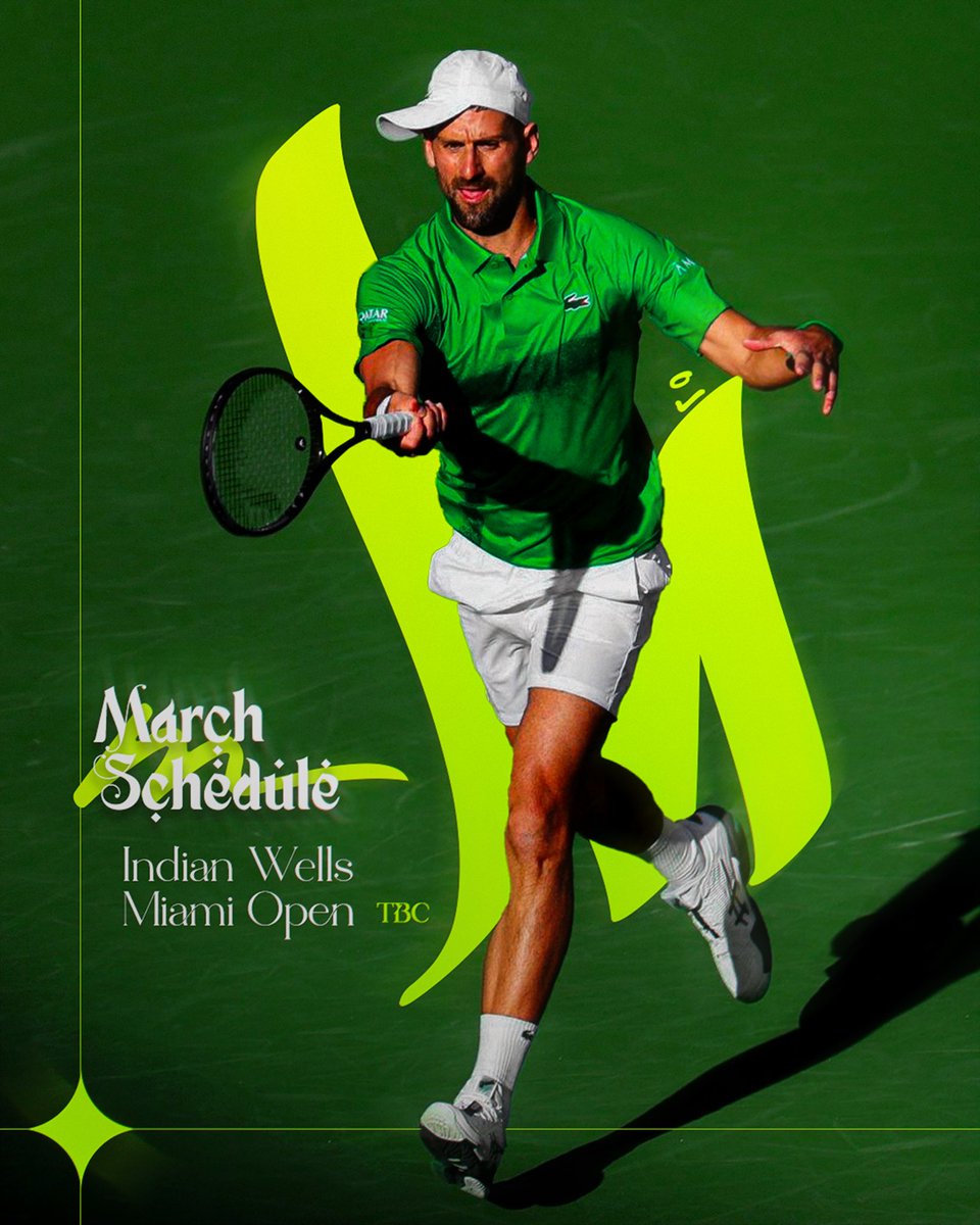 NDjokovic101's tweet image. March Schedule🗓️⤵️:

@BNPPARIBASOPEN ➡️ 4-15 March
@MiamiOpen (TBC) ➡️ 18-29 March
Can’t wait to see our champ on court again🚀🇺🇸🏜️ 
Let’s do this together!!
@DjokerNole 

#NoleFam #BNPParibasOpen #Usa