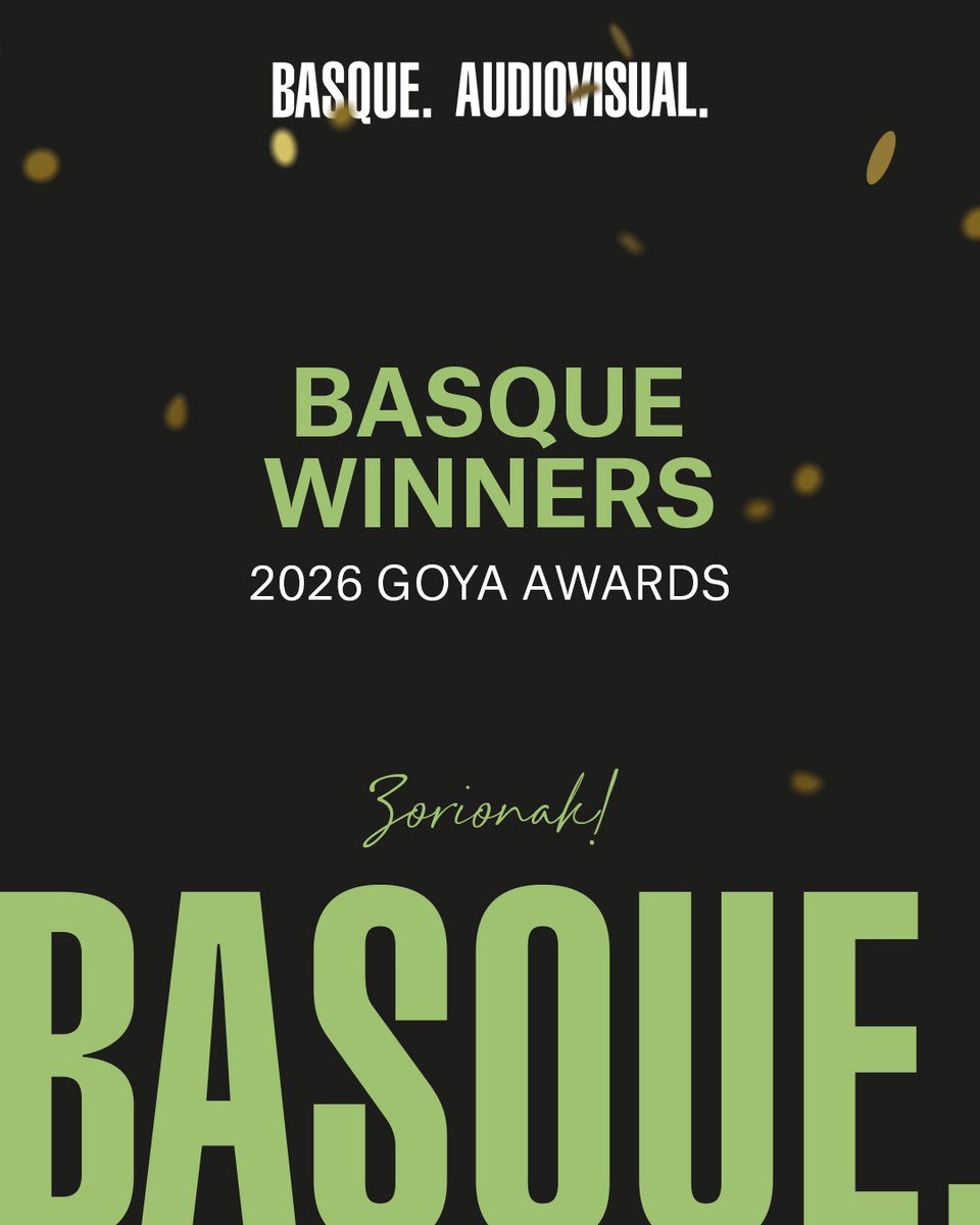 BasqueAvisual's tweet photo. 🏆 #BasqueCinema triumphs in the main categories at the #Goya2026 Awards 🥳
https://t.co/WL0RKQjgp5
Congratulations to all the award winners and nominees for their outstanding work! 👏👏👏 https://t.co/eHyd50ONeh