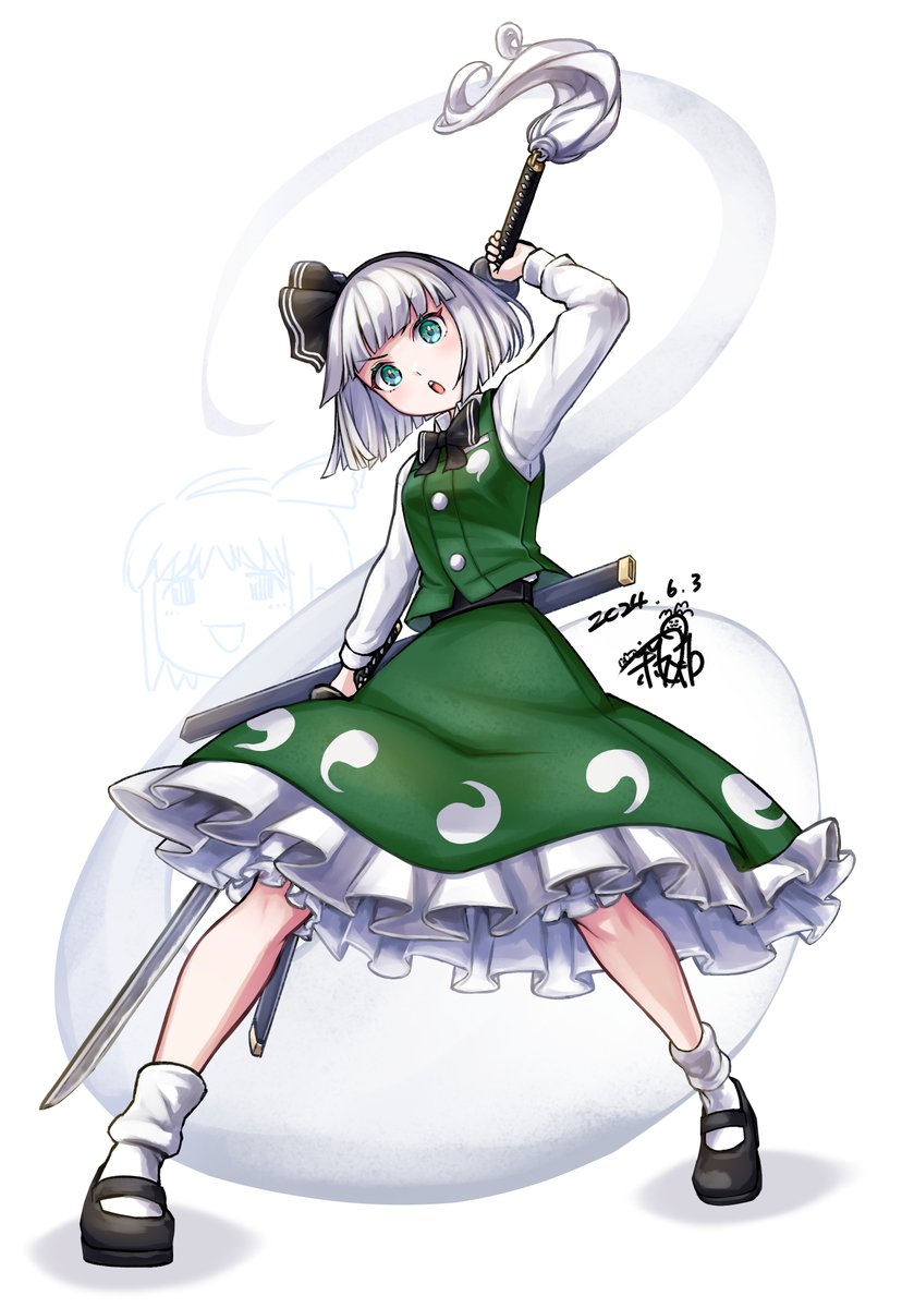東方 魂魄妖夢さん 再掲。 2年近く前の絵だけど今でも結構お気に入り。
