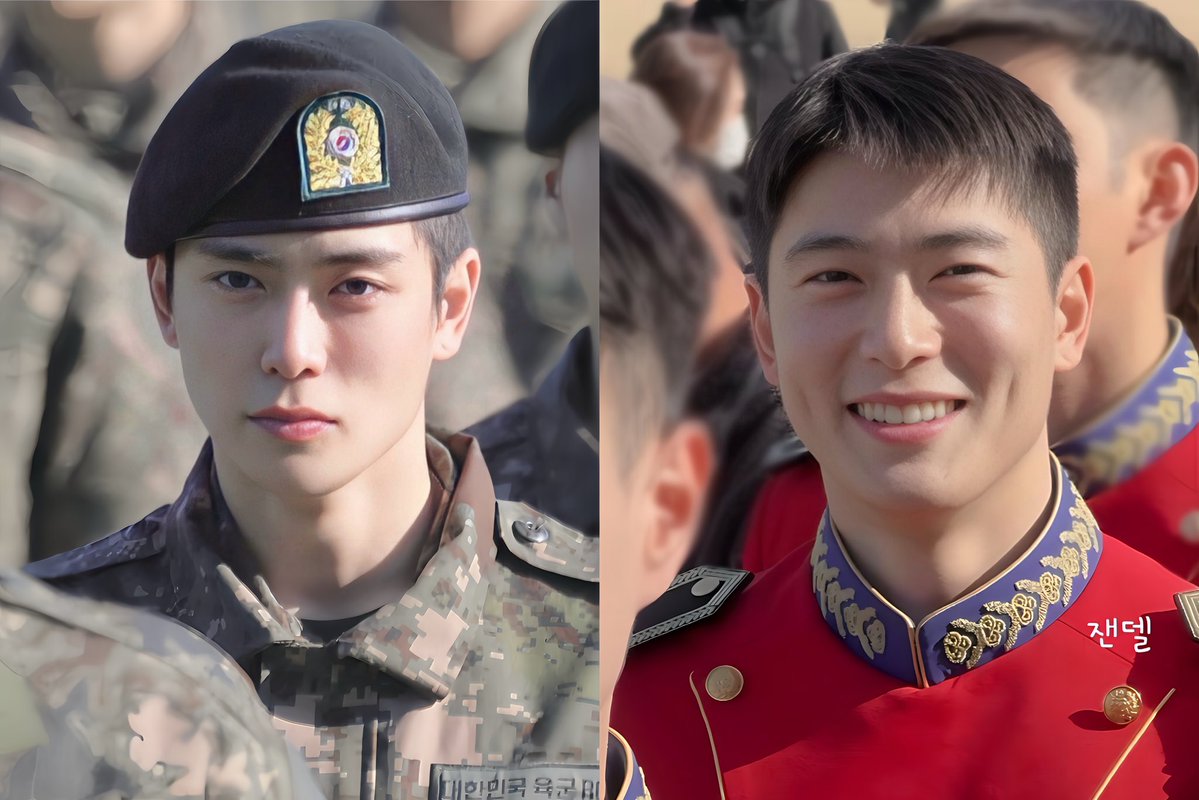 เอ็นดูมาก เลื่อนแค่ยศพอแก้มอ้วมตามทัมมัย55555 แจฮยอนเวอร์ชั่นทหารที่เลื่อนทั้งยศทั้งแก้มอะ แก้มอ้วมไม่พอแก้มบุ๋มน้วย มีหน่วยเป็นก้อนสุดๆน่ารักมาก  ｡◠‿◠｡💗💗

• พลทหาร                                       • สิบเอก