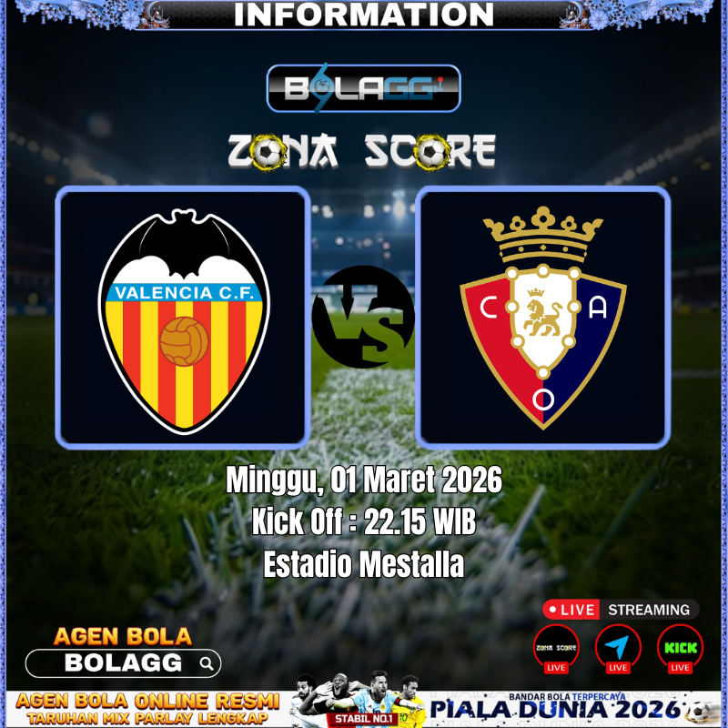 zonascore's tweet photo. 🌟LIVE STREAMING 🌟

VALENCIA VS OSASUNA
01.MARET.2026
22:15 WIB

Link : 
📎 https://t.co/vuoS6EW65X
📎 https://t.co/EorILNoNph https://t.co/JYIhxdzBkT
