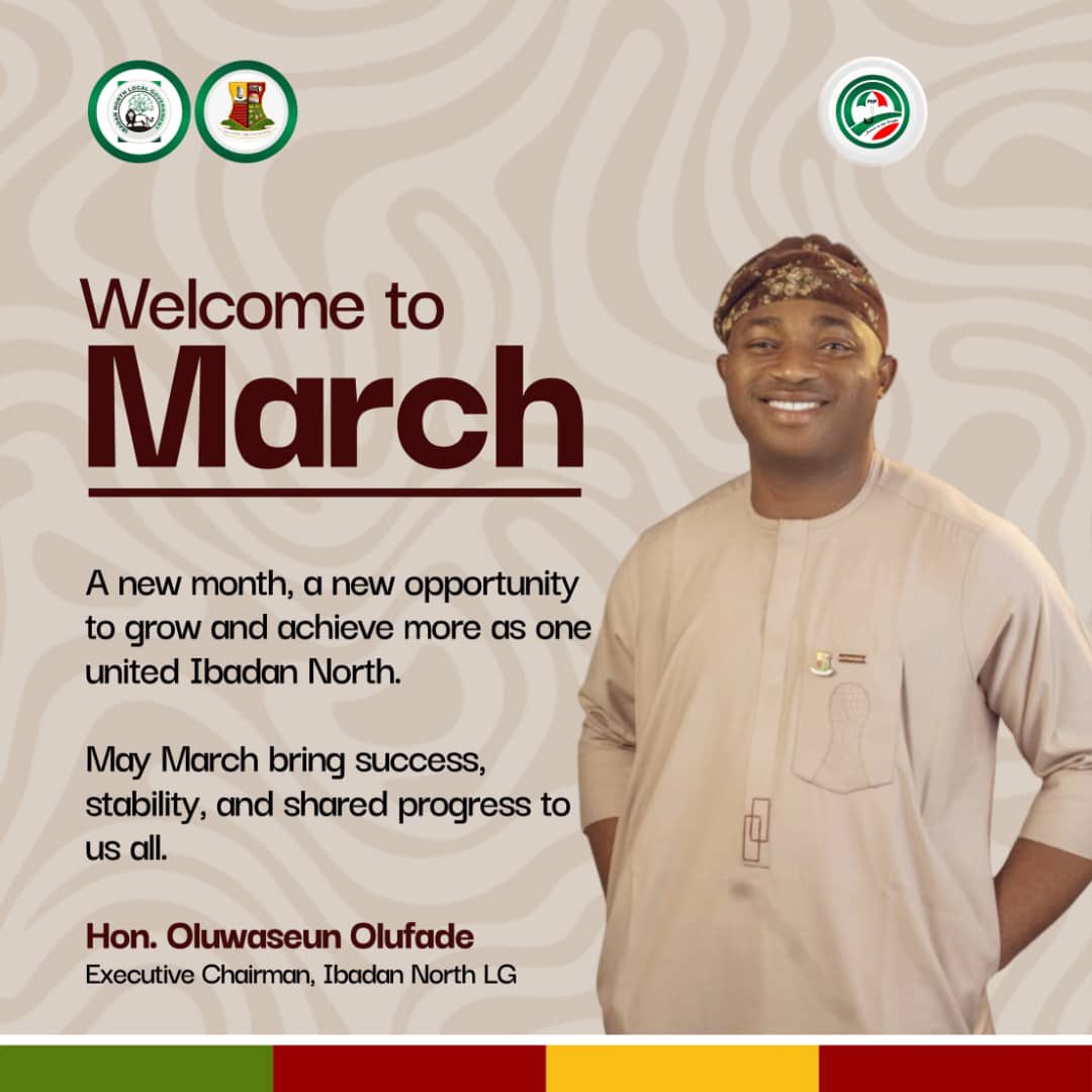 Chairman_IBNLGA's tweet photo. As we step into March, I welcome all residents and staff of Ibadan North to a new month of hope, unity, and progress.
Together, we will deepen development, strengthen service delivery, and move our great local government to greater heights. https://t.co/5LKGgTQIRV