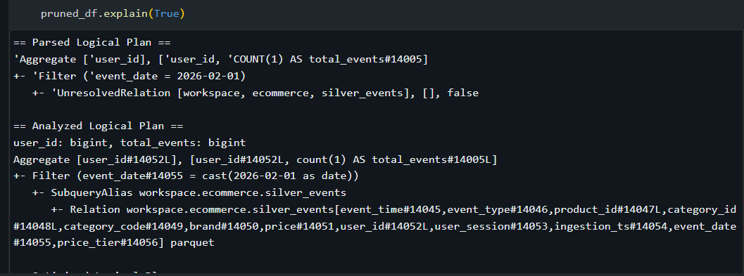 vinitsolanki111's tweet photo. Day 10 of 14 Days AI Challenge 2

Analyzed query execution using .explain(), applied partition pruning, and compared execution times to understand Spark performance behavior.

Improving query efficiency in Databricks.
@databricks @codebasicshub @indiandataclub 
#DatabricksWithIDC https://t.co/mu627s6Lag