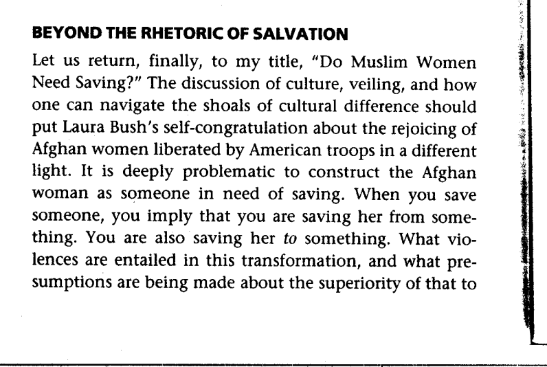 khanthefatima's tweet photo. Once again, urging everyone to read Lila Abu-Lughod's most seminal paper, "Do Muslim Women Really Need Saving?"

The paper, written in context of Afghan women and the need to save them as an excuse to invade Afghanistan, is relevant all these years later. https://t.co/Nm97iMgR7I