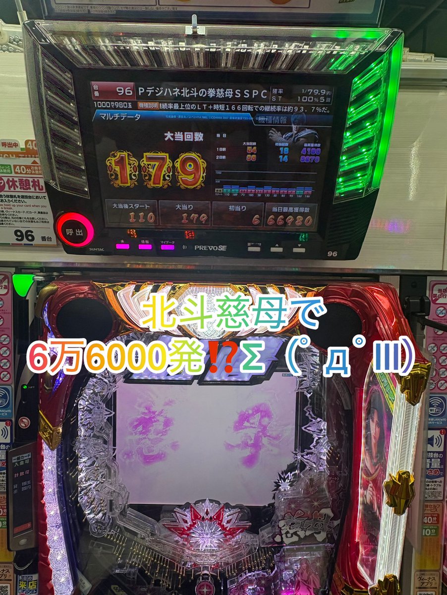1ぱちの北斗の拳慈母でとんでもない当たり回数が⁉️😳甘デジ6万発超え