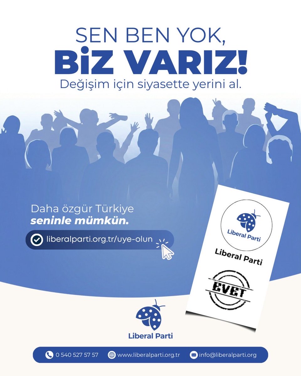 Daha Özgür Türkiye seninle mümkün!

<a href="/ZGulabi/">Zübeyir Gülabi</a> <a href="/liberalpartiorg/">Liberal Parti</a> <a href="/enginavci_lp/">Engin AVCl</a>