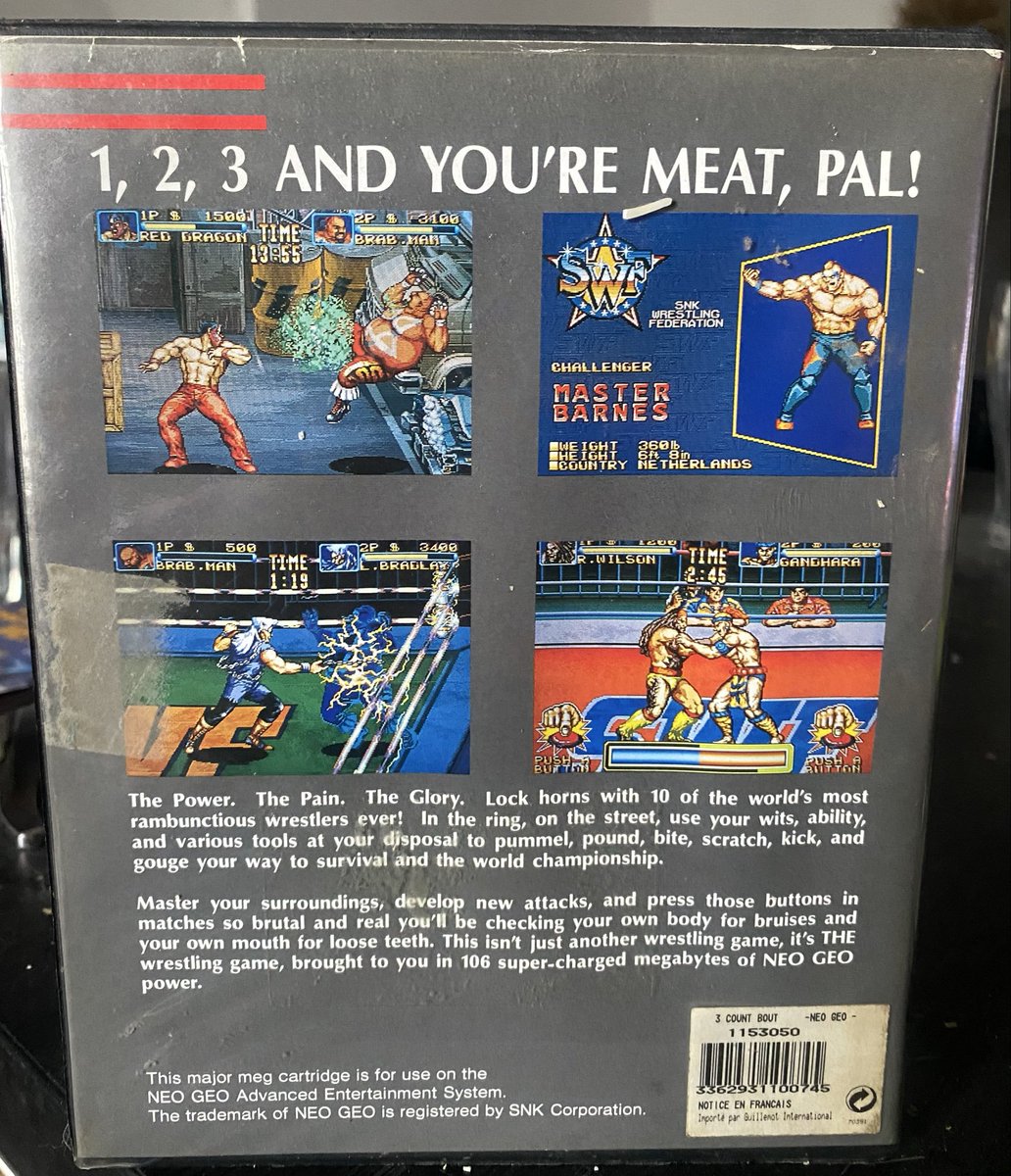 kyenprod's tweet image. #ZoomSurTaCollection On va sur la #Snk #NeoGeo  #Aes avec le jeu 3 Count Bout, Le catch à l’ancienne !!!