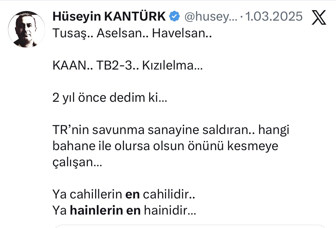 Yıllardır burada bağırdık.. savunma sanayi ile.. TSK ile uğraşmayın diye.. hala anlamayan varsa…

Artık cahil değil… Haindir…