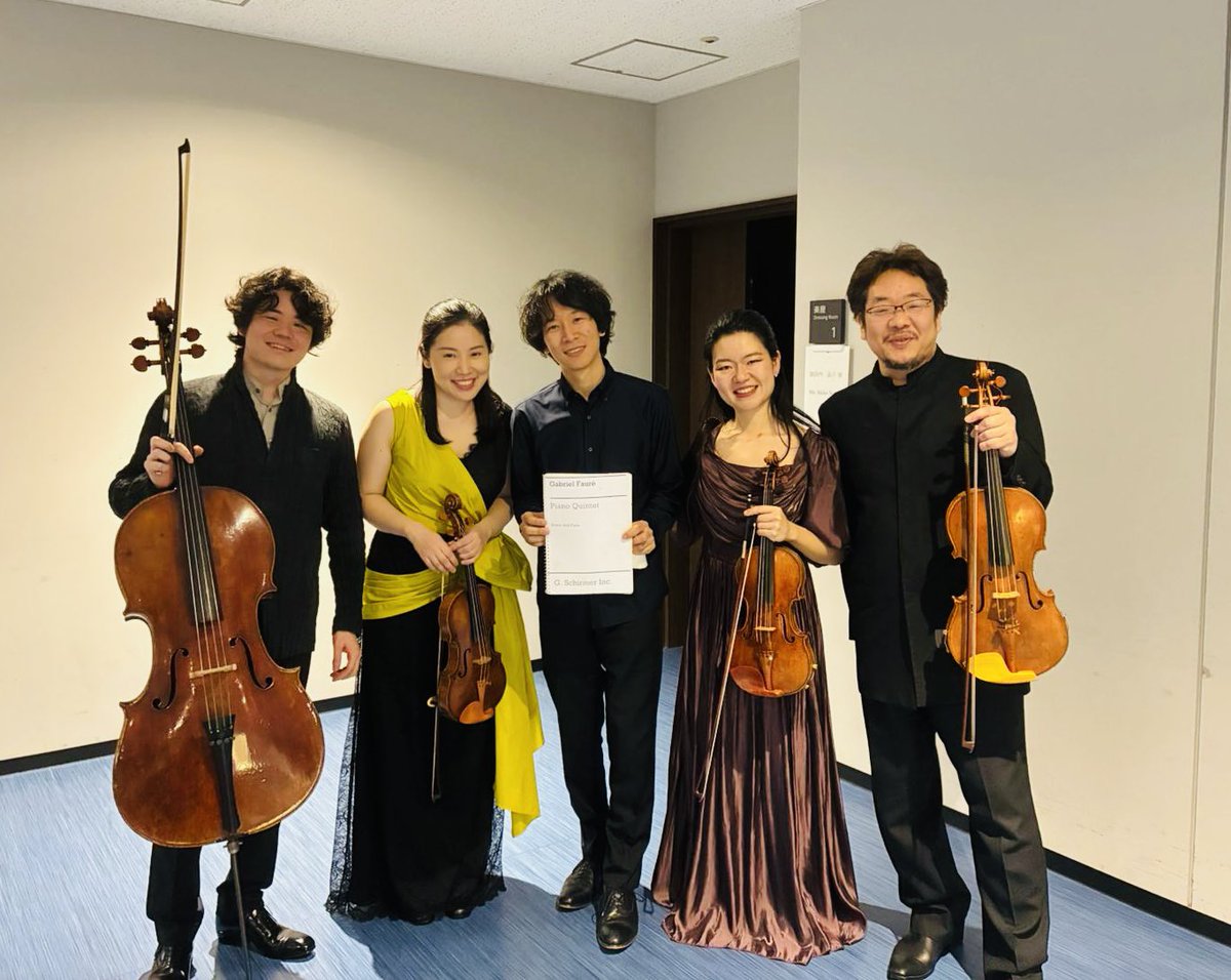 imfn_PR's tweet photo. \フォーレ室内楽全曲マラソンコンサート🎶/
[第4部]スタート！

🎼ピアノ五重奏曲第1番 ニ短調 Op. 89

🏃金川真弓(Vn)、米元響子(Vn)、鈴木康浩(Va)、上野通明(Vc)、北村朋幹(Pf) https://t.co/0ouW3AkWdh