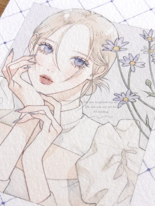 [Drawing] Blue daisy 透明水彩
