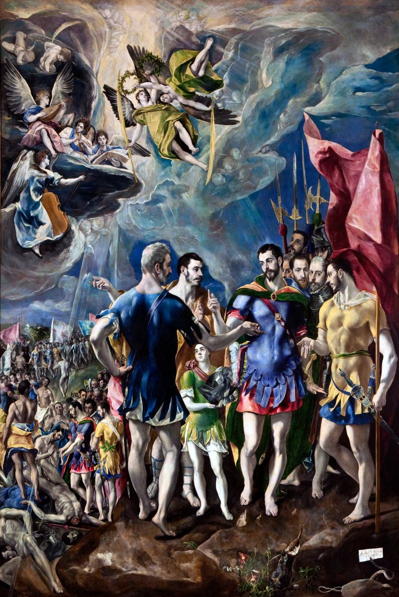 HectorBraojos's tweet photo. 🏛️ #Patrimonio #Nacional empieza a restaurar "El Martirio de San Mauricio y la Legión Tebana" de El #Greco.
🎨 La obra fue encargado en 1580 por #FelipeII a El Greco para decorar una de las capillas laterales de la Basílica del Monasterio de San Lorenzo de El #Escorial, concretamente la consagrada al santo, patrón de la Orden del Toisón de Oro.
🖼️ El pintor tardó casi tres años en completar la obra en su taller de #Toledo y la entregó personalmente a finales de 1582.
🔗 https://t.co/tEorVCdEr5