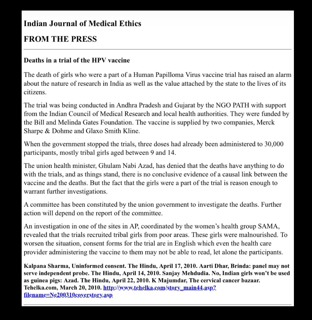 India 🇮🇳 just signed up for Bill Gates' HPV vaccine rollout via GAVI.  

But let's ask the real questions:  

When did our daughters become lab rats?  

Epstein Files exposed: “How do we get rid of the poor people…?”  

Gardasil rakes in $5.2 BILLION in revenue every year