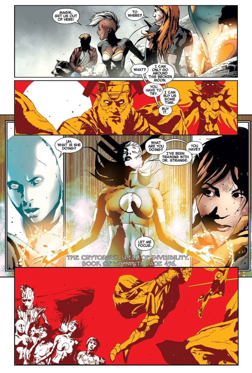 When Magik used an invisibility spell to save the Guardians of the Galaxy and her fellow X-Men. (All New X-men 38)