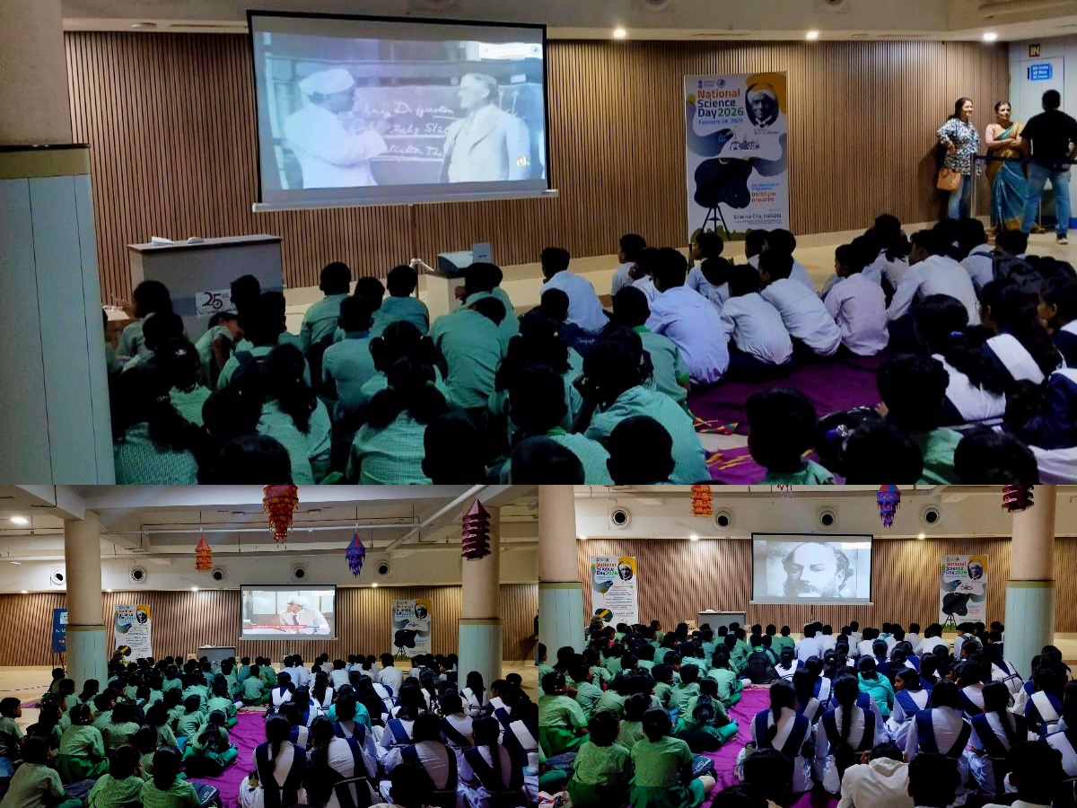 On 𝗡𝗔𝗧𝗜𝗢𝗡𝗔𝗟 𝗦𝗖𝗜𝗘𝗡𝗖𝗘 𝗗𝗔𝗬 𝟮𝟬𝟮𝟲 ,<a href="/ScienceCityKol/">Science City Kolkata</a>, a unit of <a href="/ncsmgoi/">National Council of Science Museums-NCSM</a>, <a href="/MinOfCultureGoI/">Ministry of Culture</a>  screened a film on Sir C.V. Raman for students of Krishnachandrapur High School (H.S.) and IIMC Sikhangan Secondary School, inspiring young scientific minds.