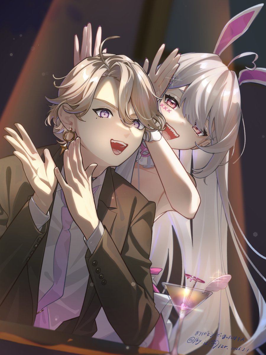 たくさん聞きますーーーっ🌟！
ーーー
※こちらはご依頼とは関係のないオフショットな雰囲気のお二人FAです🐰👼🍸
ピンショットはmemo記事限定にて公開中です☺️