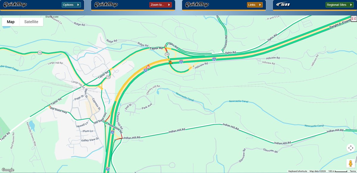 CaltransDist3's tweet image. #TrafficAlert Slow lane blocked, westbound I-80 near the junction with State Route 193 in Newcastle due to traffic collision. No ETO. Motorists are advised to use caution and expect delays.