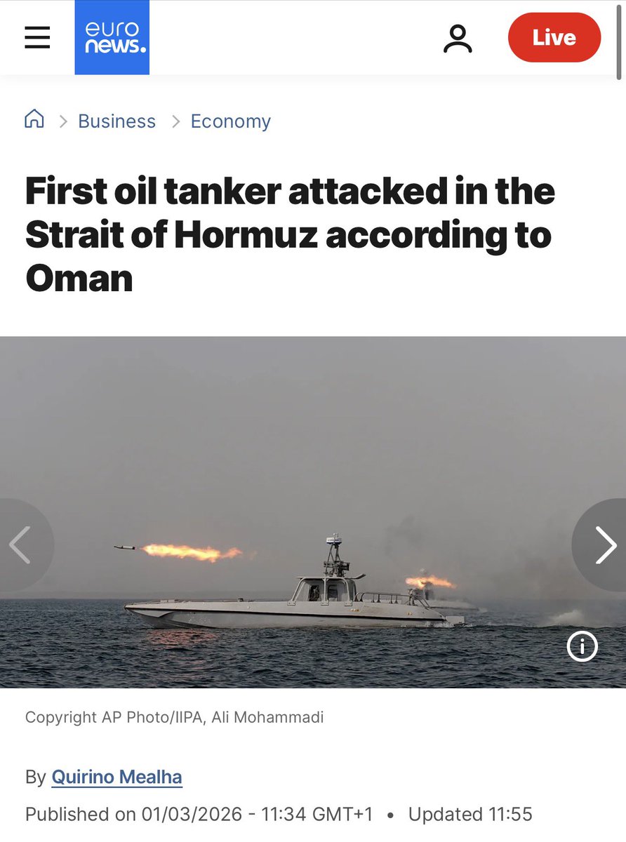 philippilk's tweet photo. Iran appears to be attacking oil tankers that try to cross the Strait. Oil traders are going to have a field day tomorrow. This could be the biggest global energy crisis since 1973. You know what that means: inflation and lots of it. 🛢️📈 https://t.co/H2ypyUPfN2