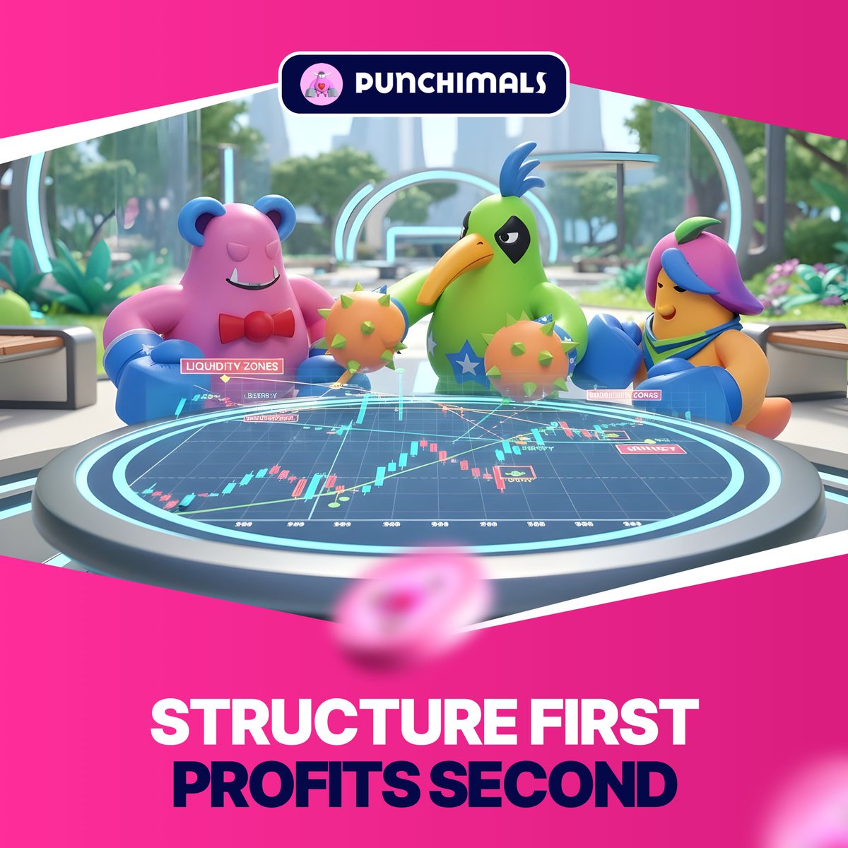 punchimals's tweet photo. Before profits, study structure.
Mark liquidity.
Map the trend.
Define the risk.
Preparation wins trades.
Emotion loses them.
Next week starts now.
Trade $PUNCHI 👉 https://t.co/X7dphbmjgr
#SundayPrep #MarketStructure #LiquidityZones #CryptoTrading #TradeWithIntent #Punchimals https://t.co/7ZPmsdavRG