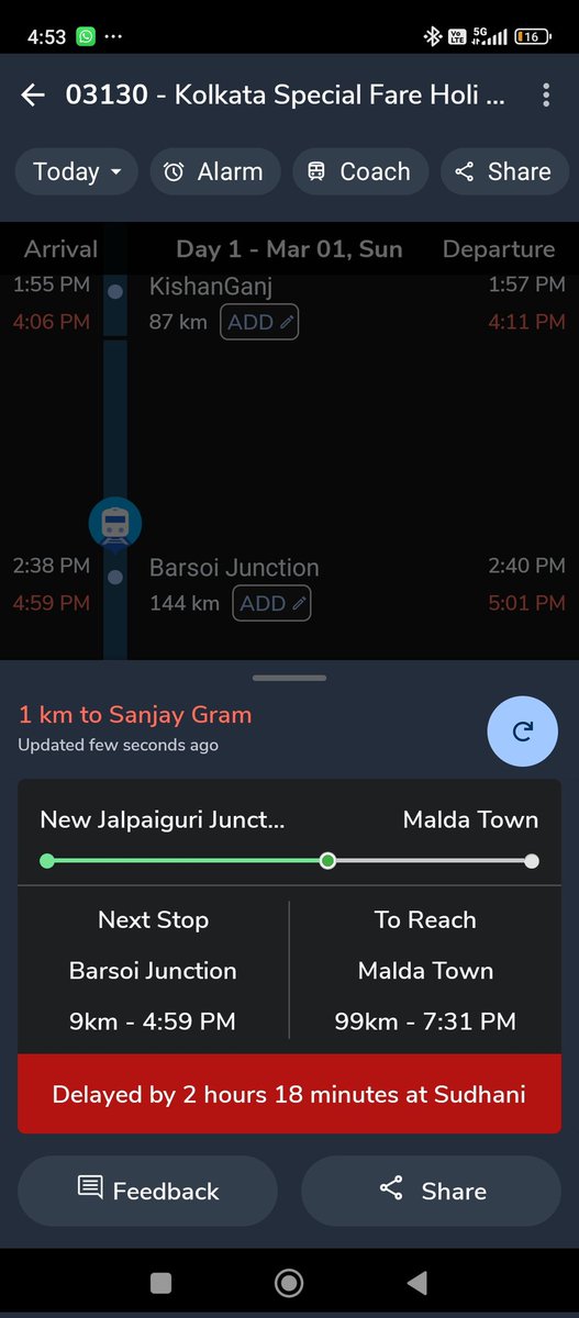 BISWAA10's tweet photo. 6766119639 this train  no 03130 is running at the late of two hours if i don't go on time my next train is from Malda at7.20 pm i will go to miss. One hand bullet train is starting in India on the other hand this train is so slow WHY? ? @RailwaySeva @WesternRly @Central_Railway https://t.co/CWahWg4Gsh
