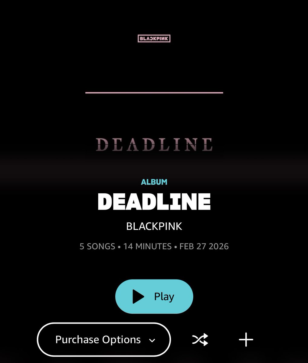 USBU4WAYS's tweet photo. Platform: Amazon 

#DEADLINE [EXPLICIT] 
» https://t.co/VNhomtwBZB

#DEADLINE [CLEAN] 
» https://t.co/7ucH5KgOOm

𝗣𝗨𝗥𝗖𝗛𝗔𝗦𝗘 𝗔𝗟𝗟 𝗦𝗢𝗡𝗚𝗦 𝗦𝗘𝗣𝗔𝗥𝗔𝗧𝗘𝗟𝗬‼️

#DEADLINEbyBLACKPINK 
@BLACKPINK #블랙핑크 https://t.co/OeeuGcb7QP